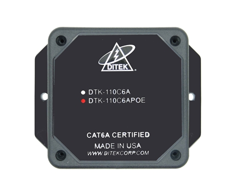 DTK-110C6APOE Entrance Protector: Ditek, CAT6A 10GbE, PoE, 110/110