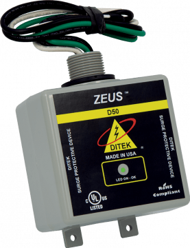 D50-120/2083Y Ditek 120/208 VAC 3 Phase WYE, 4W(+G), 50kA, SPD Type 1 & 2, UL1449  Listed